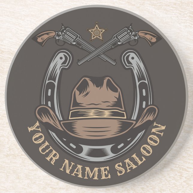 Wild West Revolver Horseshoe Western Cowboy Saloon Coaster (Creator Uploaded)
