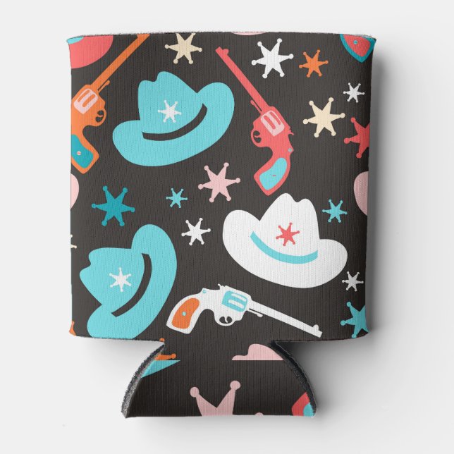 Wild West, Revolvers Cowboy Pattern. Can Cooler (Front)