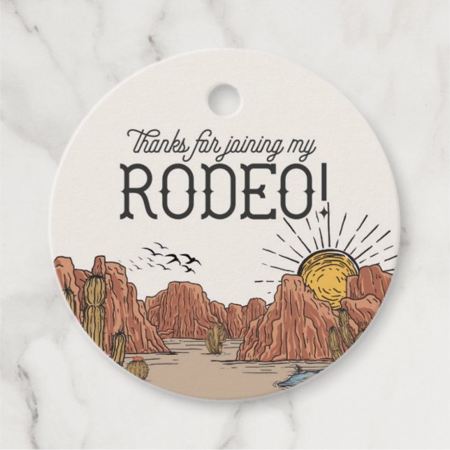 Wild West Rodeo Baby Shower Circle Favour Tag (Front)