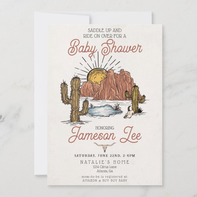 Wild West Rodeo baby shower invitation (Front)