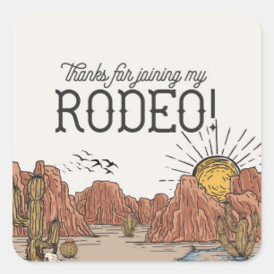 Wild West Rodeo Birthday Party Circle Favour Square Sticker