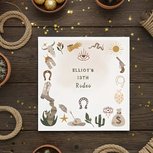 Wild west rodeo cowboy birthday napkin