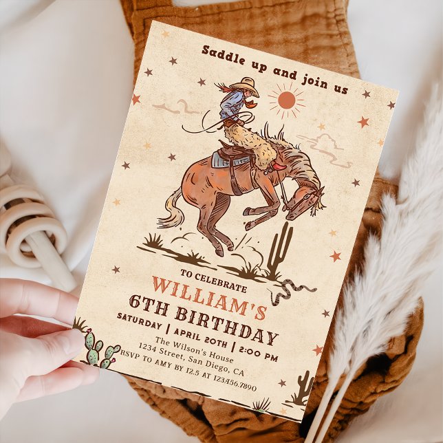 Wild West Rodeo Cowboy Birthday Party Invitation (Creator Uploaded)