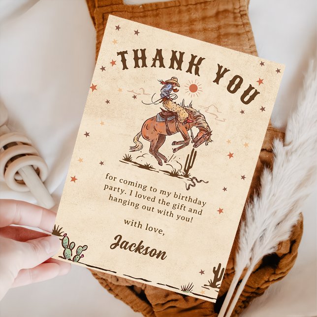 Wild West Rodeo Cowboy Birthday Thank You Card (Creator Uploaded)
