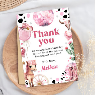 Wild West Rodeo Cowgirl Birthday Thank You Card