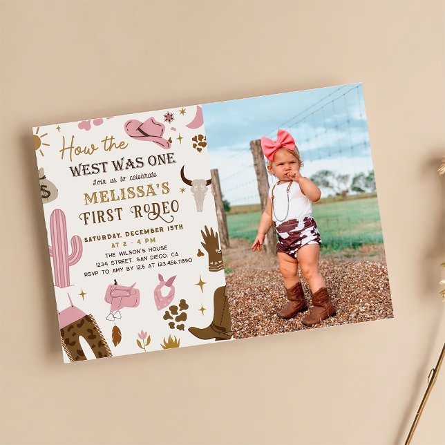 Wild West Rodeo Cowgirl Ranch Birthday Photo Invitation (Creator Uploaded)