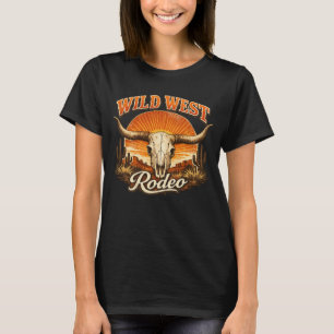 Wild West Rodeo Skull Desert Vintage Western cow T-Shirt