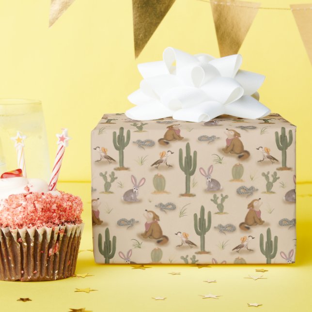 Wild West Rustic Desert Animals Birthday Wrapping Paper (Birthday Party)