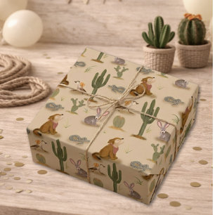 Wild West Rustic Desert Animals Birthday Wrapping Paper