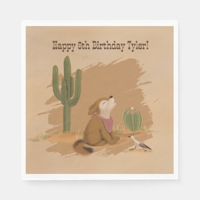 Wild West Rustic Fun Cowboy Birthday Paper Napkin (Front)