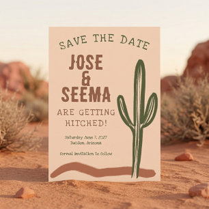 Wild West Saguaro Cactus Hand Drawn Custom Save The Date