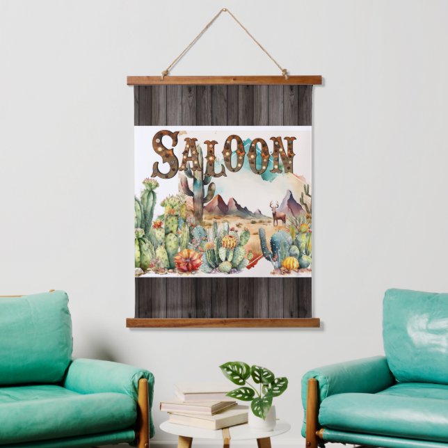 Wild west saloon desert cactus door front hanging tapestry (Living Room)