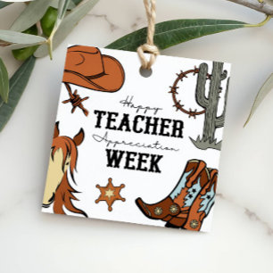 Wild West Teacher Appreciation Rodeo Western Gift Favour Tags
