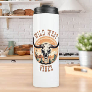 Wild West Vibes Cow Skull Thermal Tumbler