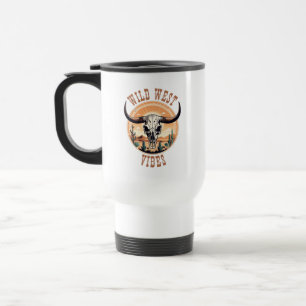 Wild West Vibes Cow Skull Travel Mug