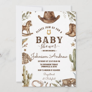 Wild West Western Baby Shower Rodeo Boy Invitation
