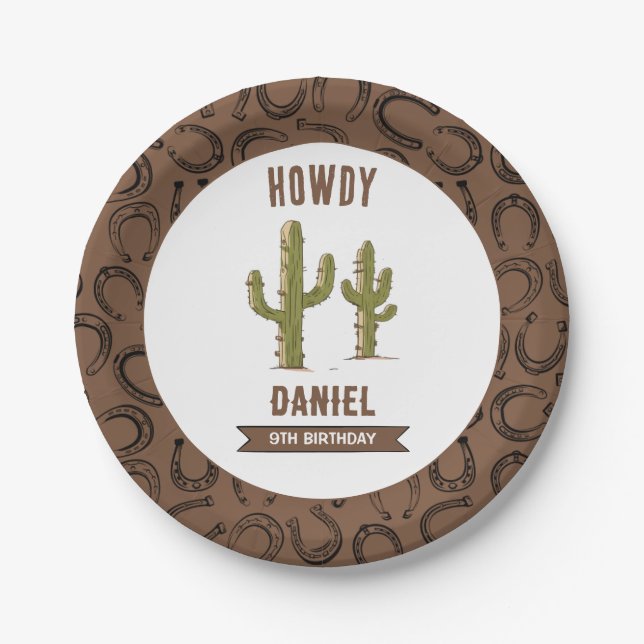 Wild West Western Birthday Paper Plate (Front)