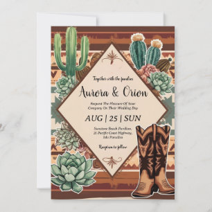 wild west western boho wedding invitations