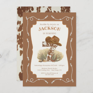 Wild West Western Cowboy 7th Birthday Party Invitation