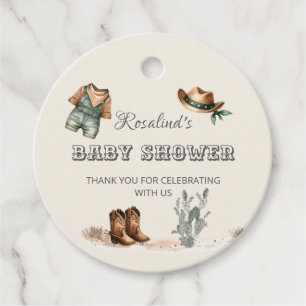 Wild West Western Cowboy Baby Shower Favour Tags