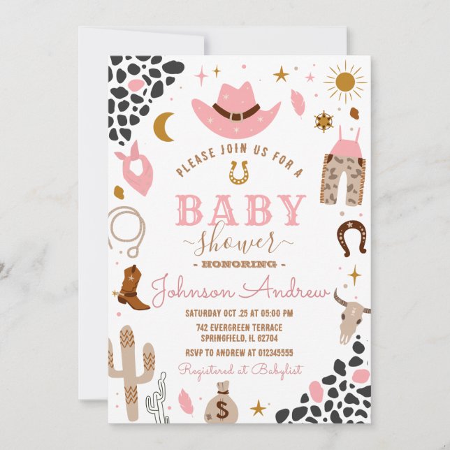 Wild West Western Cowgirl Baby Shower Rodeo Girl Invitation (Front)