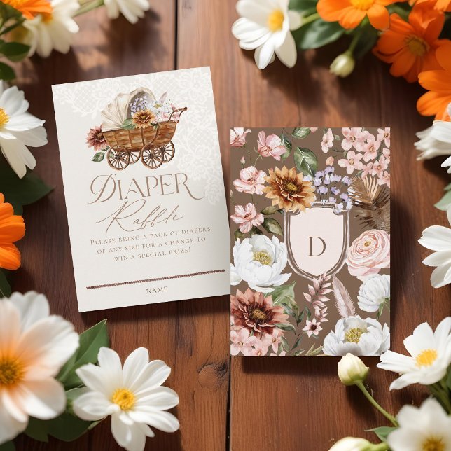 Wild West Western Floral Wagon Baby Diaper Raffle Enclosure Card (Wild West Western Floral Wagon Baby Diaper Raffle Enclosure Card)