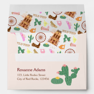 Wild West with Cacti Pattern Kids Birthday Party Envelope