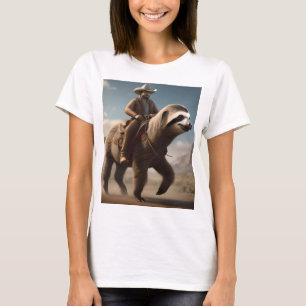 "Wild West Wonders: Cowboy Riding a Sloth Horse" T-Shirt