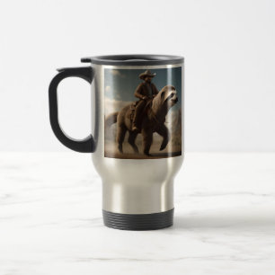 "Wild West Wonders: Cowboy Riding a Sloth Horse" Travel Mug