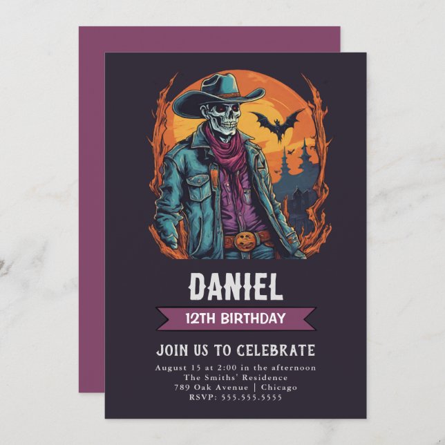 Wild West Zombie Birthday Invitation (Front/Back)