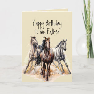 Wild Western Horses Birthday Father Animal  Card