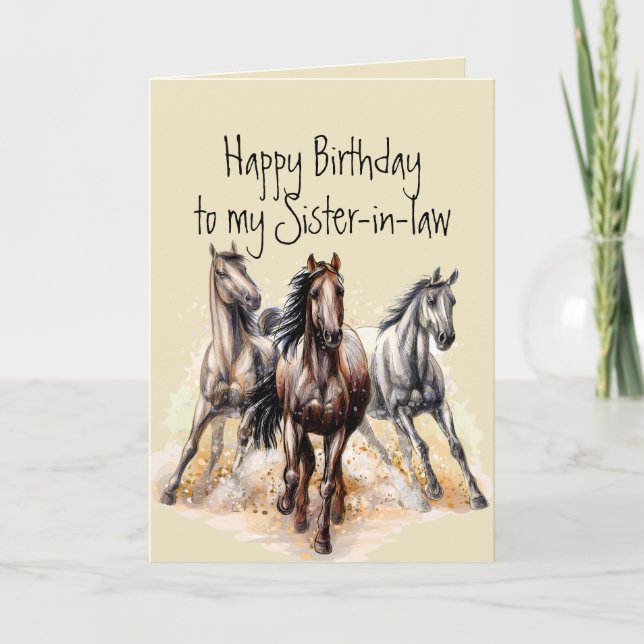 Wild Western Horses Birthday Sister-in-law Animal  Card (Front)