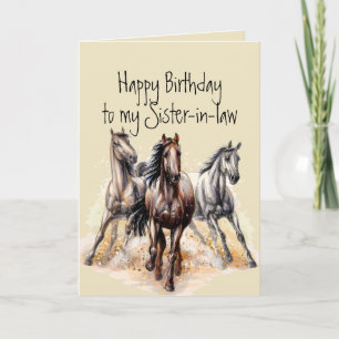 Wild Western Horses Birthday Sister-in-law Animal  Card