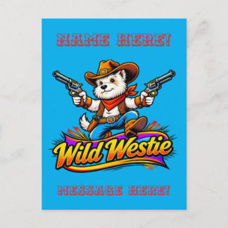 Wild Westie Cowboy Dog Holiday Postcard