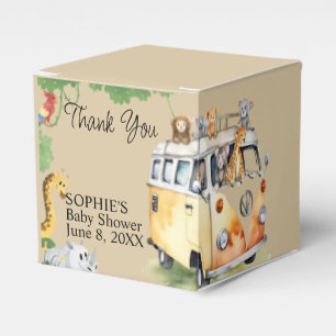 Wild Wheels Safari Animal Camper Van Baby Shower Favour Box
