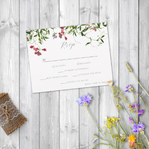 Wild Whimsical Blooms & Greenery RSVP Card