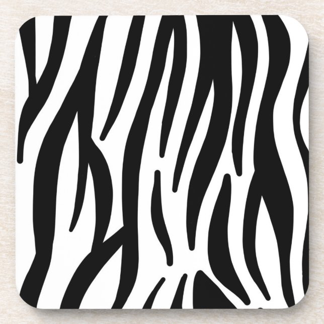 Wild white and black zebra skin print pattern coaster (Front)