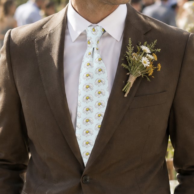 Wild White Daisy Blue Tie (Creator Uploaded)