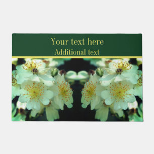 Wild White Rambling Roses Flower Personalised Doormat