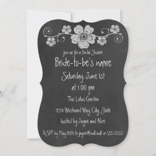 Wild White Roses Chalkboard Bridal Shower Invitation