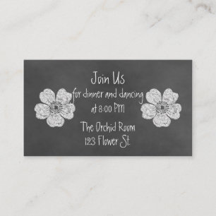 Wild White Roses Chalkboard Reception Cards