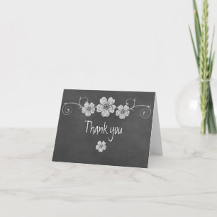 Wild White Roses Chalkboard Thank You Note Card
