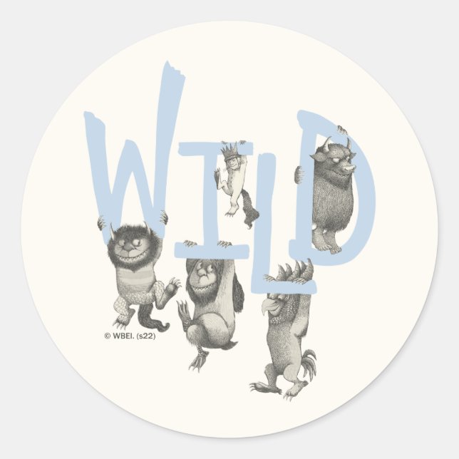 WILD | Wild Things and Max - Blue Classic Round Sticker (Front)
