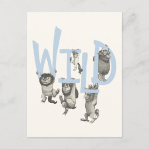 WILD Wild Things and Max - Blue Postcard