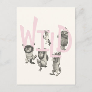 WILD   Wild Things and Max - Pink Postcard