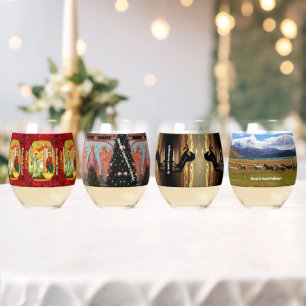 Wild Wild West CHRISTMAS Stemless Wine Glass