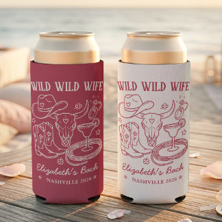 Wild Wild West Cowgirl Western Bachelorette Slim Seltzer Can Cooler