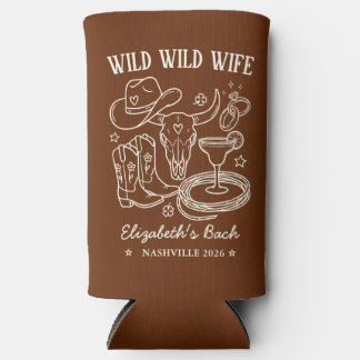 Wild Wild West Cowgirl Western Bachelorette Slim Seltzer Can Cooler