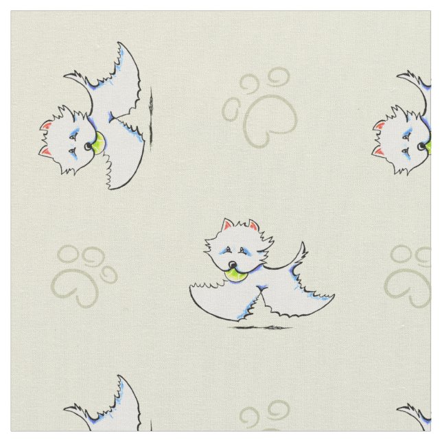 Wild Wild Westie Hint of Lime Fabric (Close Up)