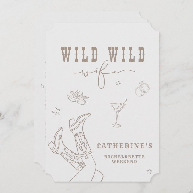 Wild Wild Wife Bachelorette Invitation  (Front/Back)